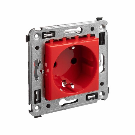 4401003 | Розетка в стену, 2P+E, с з/ш, "Avanti", "Красный квадрат"-1