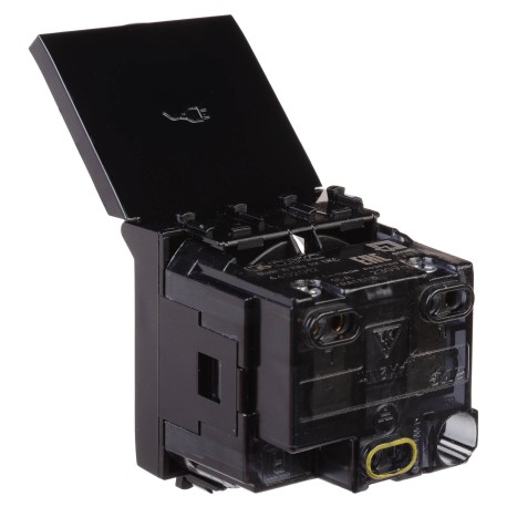 4402012 | Розетка с крышкой модульная, 2P+E, с з/ш, "Avanti", "Черный квадрат", 2 модуля-3