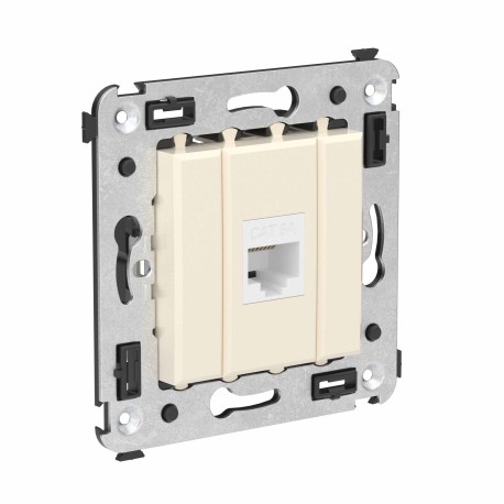 4405673 | Компьютерная розетка RJ-45 без шторки в стену, кат.6А одинарная, "Avanti", "Ванильная дымка"-1