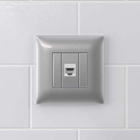 4404663 | Компьютерная розетка RJ-45 без шторки в стену, кат.5е одинарная, "Avanti", "Закаленная сталь"-4