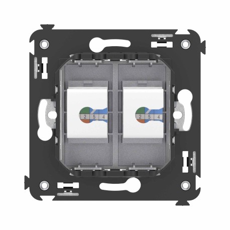 4404614 | Телефонная розетка RJ-12 без шторки в стену двойная, "Avanti", "Закаленная сталь"-3