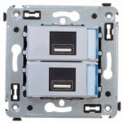 USB зарядное устройство в стену, "Avanti", "Закаленная сталь"