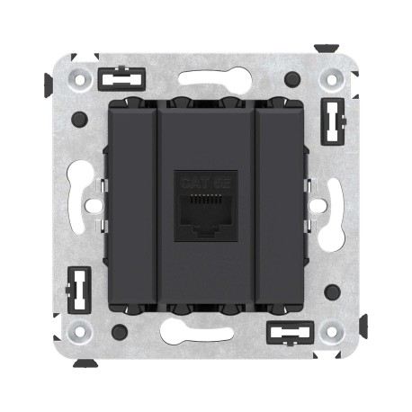 4412663 | Компьютерная розетка RJ-45 без шторки в стену, кат.5е одинарная, "Avanti", "Черный матовый"