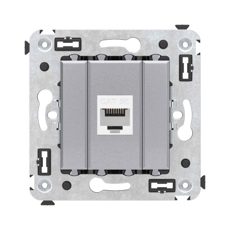 4404663 | Компьютерная розетка RJ-45 без шторки в стену, кат.5е одинарная, "Avanti", "Закаленная сталь"