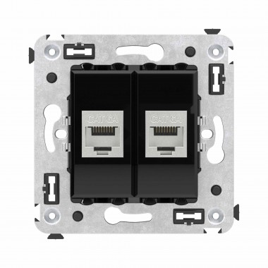 4402774 | Компьютерная розетка RJ-45 без шторки в стену, кат.6А двойная экранированная, "Avanti", "Черный квадрат"