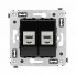 4402774 | Компьютерная розетка RJ-45 без шторки в стену, кат.6А двойная экранированная, "Avanti", "Черный квадрат"