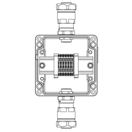 1201.121.20.014 | Ex клеммная коробка из алюминия: 1Ex e IIC Т5 Gb / Ex tb IIIB T95°C DbIP66: Клеммы 2,5 кв.мм. -6 шт. : А, С: ввод D8-13мм под небронированныйкабель в металлорукаве DT 20мм. Ni - 2 шт.