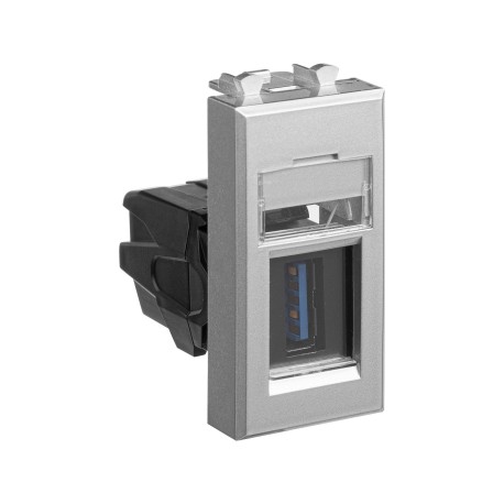 4404301 | USB 3.0 розетка модульная, тип А-А, "Avanti", "Закаленная сталь", 1модуль-1