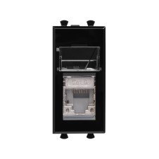 Компьютерная розетка RJ-45 модульная, кат.6 экран, "Avanti", "Черный квадрат", 1 модуль