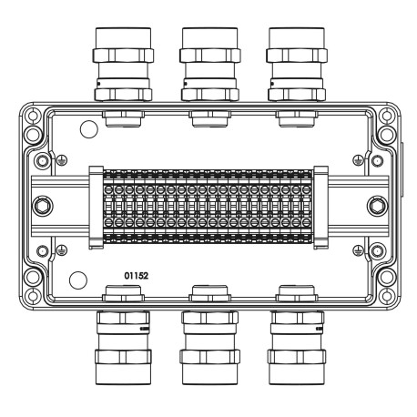 1201.141.20.016 | Ex клеммная коробка из алюминия : 1Ex e IIC Т5 Gb / Ex tb IIIB T95°C DbIP66 :Клеммы 4 кв.мм - 20 шт.:А,C:ввод D5,5-13мм под небронированныйкабель Ni - 6 шт.