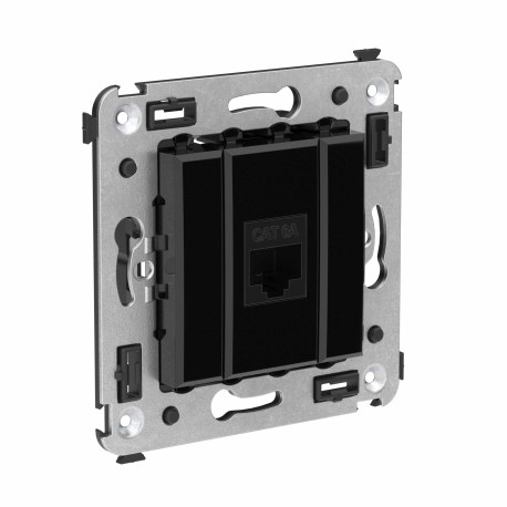 4402673 | Компьютерная розетка RJ-45 без шторки в стену, кат.6А одинарная, "Avanti", "Черный квадрат"-1