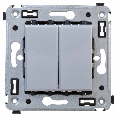 4404114 | Переключатель двухклавишный в стену, "Avanti", "Закаленная сталь"
