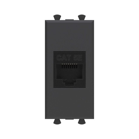 4412661 | Компьютерная розетка RJ-45 без шторки модульная, кат.5е, "Avanti", "Черный матовый", 1 модуль