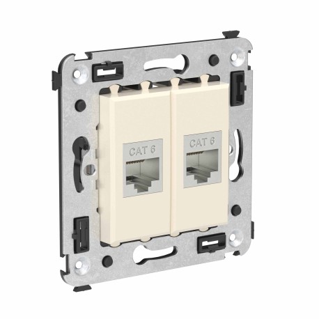 4405794 | Компьютерная розетка RJ-45 без шторки в стену, кат.6 двойная экранированная, "Avanti", "Ванильная дымка"-1