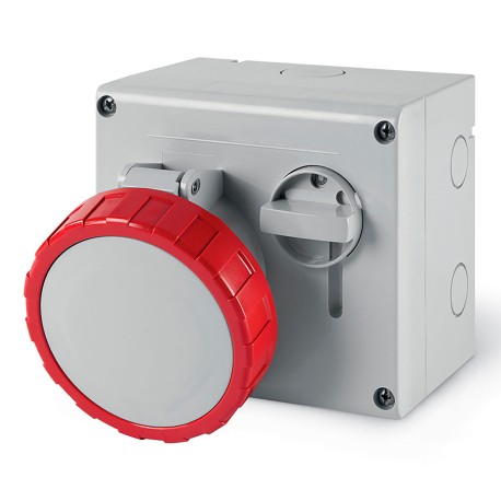 DIS5053287 | Розетка наружной уст. с мех-ой блокировкой и верхним расположением разъема IP67 32А 3P+E+N 400В