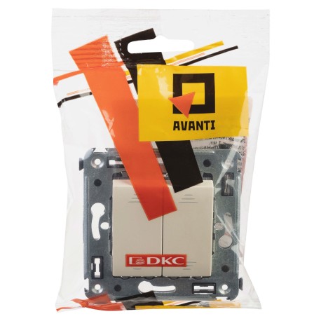 4405104 | Выключатель двухклавишный в стену, "Avanti", "Ванильная дымка"-4