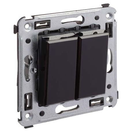 4402104 | Выключатель двухклавишный в стену, "Avanti", "Черный квадрат"-1