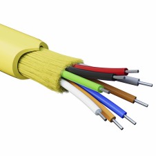 Кабель волоконно-оптический, распределительный, арамидные упрочняющие нити, для внутренней прокладки, нг(A)-HFLTx, 6 ОВ, категорияOS2 (G.652.D) плотный буфер, 0,4 кН, барабан 2000 м