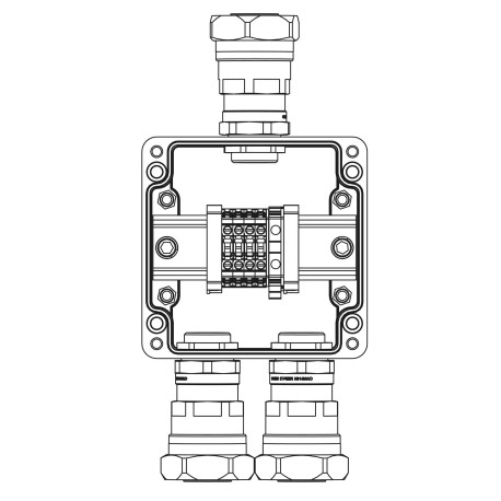 1231.031.20.04U | Коробка клеммная Ex из GRP: 1Ex e IIC T5 Gb / Ex tb IIIB T95°C Db / IP66: Клеммы 4 кв.мм - 5 шт.: А,С: ввод D10,5-18мм поднебронированный кабель в металлорукаве Dt 26мм. Ni 3 шт.
