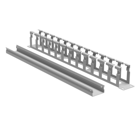 R5CPF1961HE | Кабельный органайзер с крышкой и отверстиями 1U, глубина 60 мм, для 19 IT-корпусов ДКС серии STI/CQE, RAL7035-1