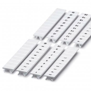 NUPUTUK-5F-1-12V | Маркировка для клемм, ширина 5 мм, узкая, для клемм Push-in, белая, от 1 до 12, вертикальная ориентация, 1 шт. = карта из 96 маркеров