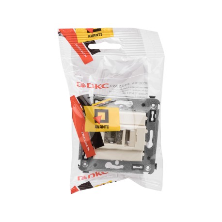 4405363 | Компьютерная розетка RJ-45 в стену, кат.5e одинарная экранированная, Avanti,Ванильная дымка-4