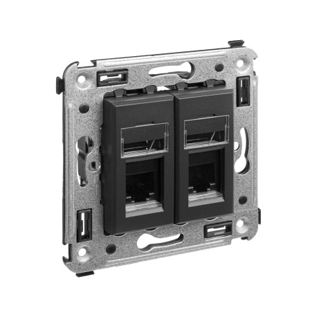 4412314 | Телефонная розетка RJ-12 в стену двойная, Avanti, Черный матовый-1