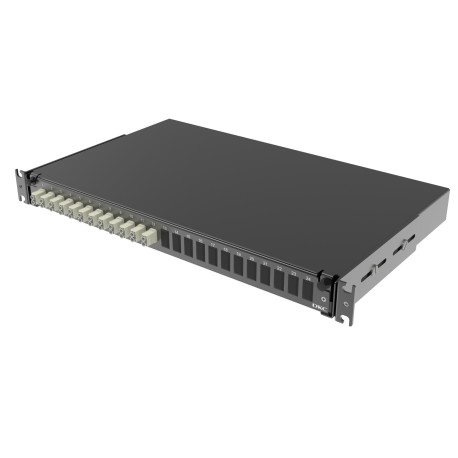 RNFP50DLCU12 | Оптическая полка выдвижная 1U с адатерами 12 х duplex LC ОМ2 в комплекте с лицевой панелью, пигтейлами, сплайс-кассет(ой/ами) и гильзами КДЗС