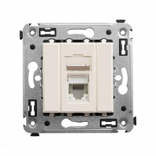 Компьютерная розетка RJ-45 в стену, кат.6А одинарная, Avanti, Ванильная дымка