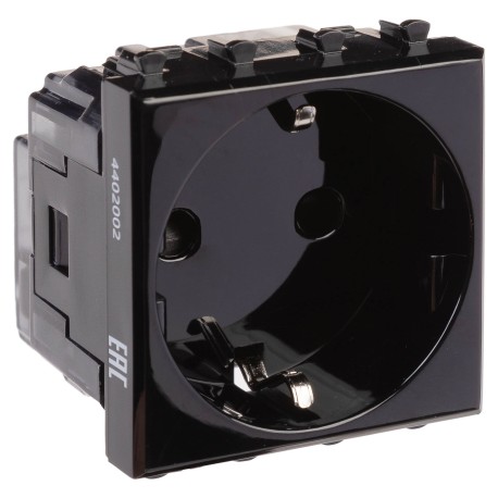 4402002 | Розетка модульная, 2P+E, с з/ш, "Avanti", "Черный квадрат", 2 модуля-1