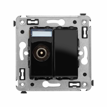 4402513 | Розетка TV проходная в стену, "Avanti", "Черный квадрат"