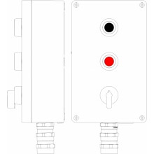 Пост управления Ex из алюминия: 1Ex d e IIC Т4 Gb X / Ex tb IIIB T130°C Db X IP66: Кнопка черная, 2NO -1 шт: Кнопка красная,2NC -1шт: Переключатель КВ I-0-II,2NO -1 шт.: B: ввод d10,5-18мм D15-24мм под бронированный кабель Ni -1 шт.