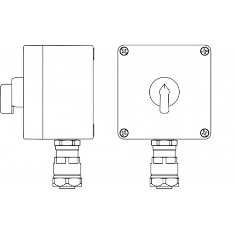 2231.031.19.01E | Пост управления Ex из GRP: 1Ex d e IIC T5 Gb X IP66: Ex tb IIIB T95C Db X: Переключатель КВ 0-I ,2NO -1 шт.: B: ввод D8-13мм поднебронированный кабель в металлорукаве Dt 20мм. Ni -1 шт.