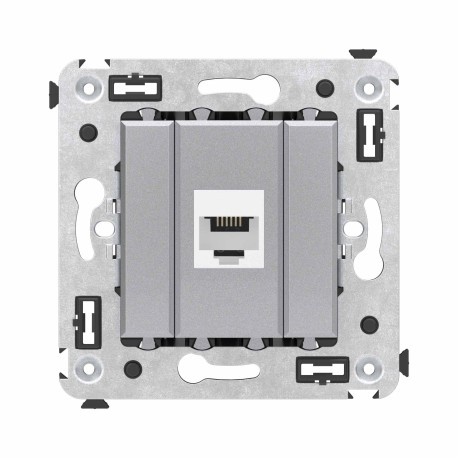 4404613 | Телефонная розетка RJ-12 без шторки в стену одинарная, "Avanti", "Закаленная сталь"