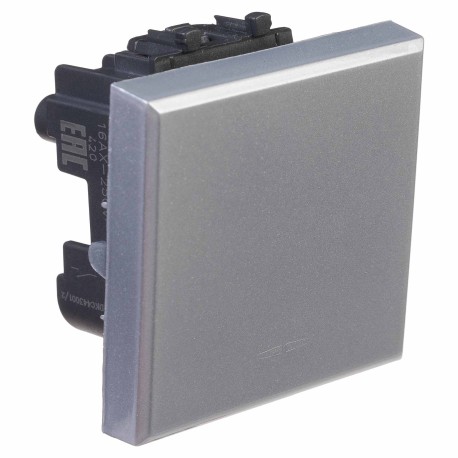 4404102 | Выключатель одноклавишный модульный, "Avanti", " Закаленная сталь", 2модуля-1