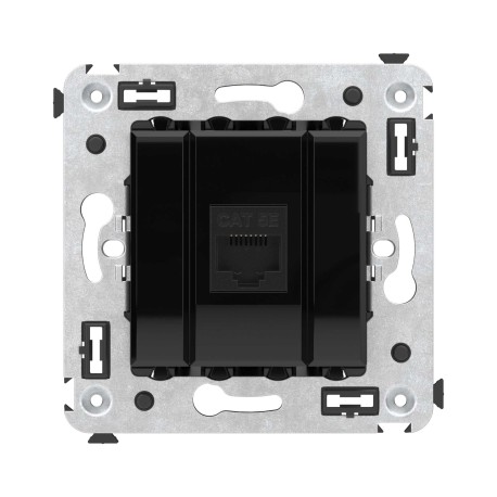 4402663 | Компьютерная розетка RJ-45 без шторки в стену, кат.5е одинарная, "Avanti", "Черный квадрат"