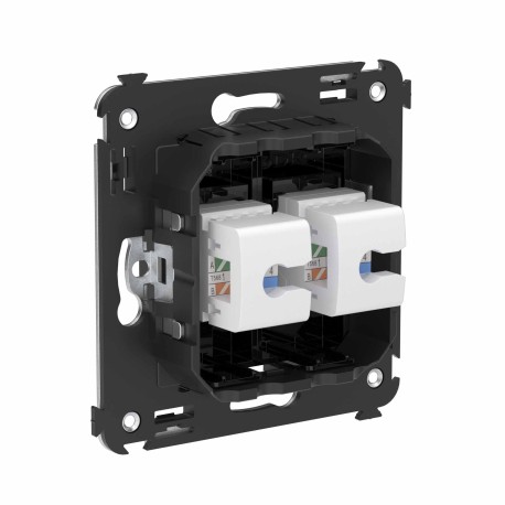 4402614 | Телефонная розетка RJ-12 без шторки в стену двойная, "Avanti", "Черный квадрат"-2