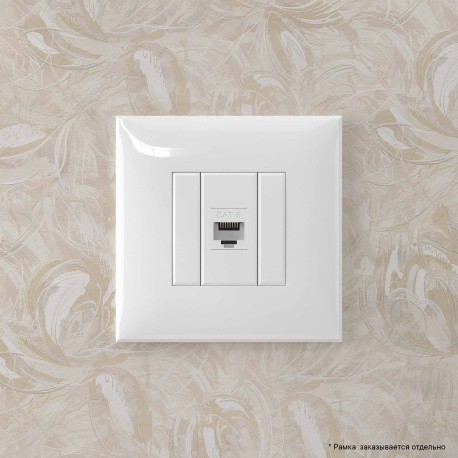 4400693 | Компьютерная розетка RJ-45 без шторки в стену, кат.6 одинарная, "Avanti", "Белое облако"-4