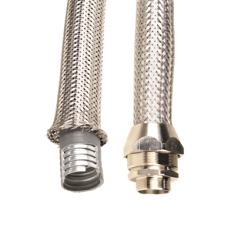 607ETX038 | Металлорукав DN 35мм в гладкой EVA изоляции и оплетке из нержавейщей стали, Dвн 35,0 мм, Dнар 43,0, IP66, 25 м