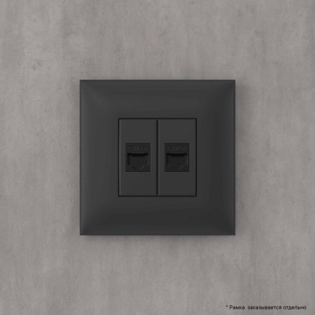 4412674 | Компьютерная розетка RJ-45 без шторки в стену, кат.6А двойная, "Avanti", "Черный матовый"-4