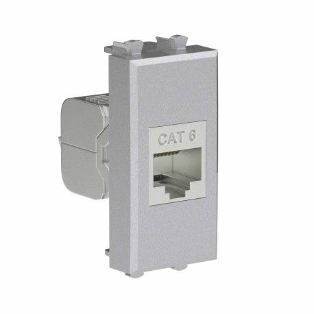 4404791 | Компьютерная розетка RJ-45 без шторки модульная, кат.6 экранированная, "Avanti", "Закаленная сталь", 1 модуль-1