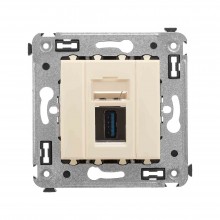 USB 3.0 розетка одинарная в стену, тип А-А, Avanti, Ванильная дымка