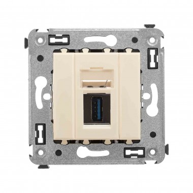 4405303 | USB 3.0 розетка одинарная в стену, тип А-А, Avanti, Ванильная дымка