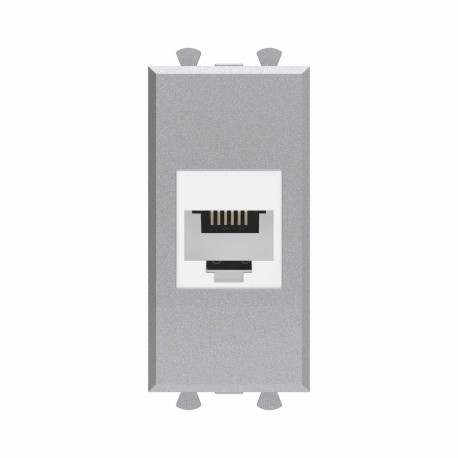 4404611 | Телефонная розетка RJ-12 без шторки модульная, "Avanti", "Закаленная сталь", 1 модуль