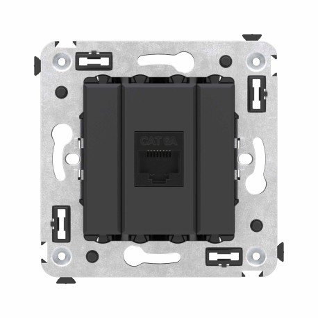 4412673 | Компьютерная розетка RJ-45 без шторки в стену, кат.6А одинарная, "Avanti", "Черный матовый"