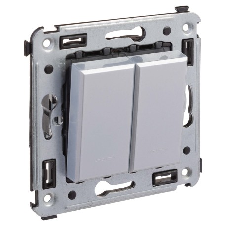 4404104 | Выключатель двухклавишный в стену, "Avanti", "Закаленная сталь"-1