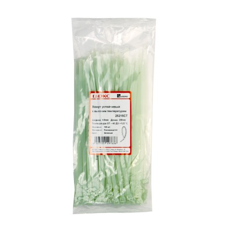 25215CT | Хомут P6.6 устойчивый к высоким температурам, зеленый, 4,8x200-2