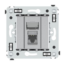 Компьютерная розетка RJ-45 в стену, кат.5e одинарная экранированная, Avanti,Закаленная сталь