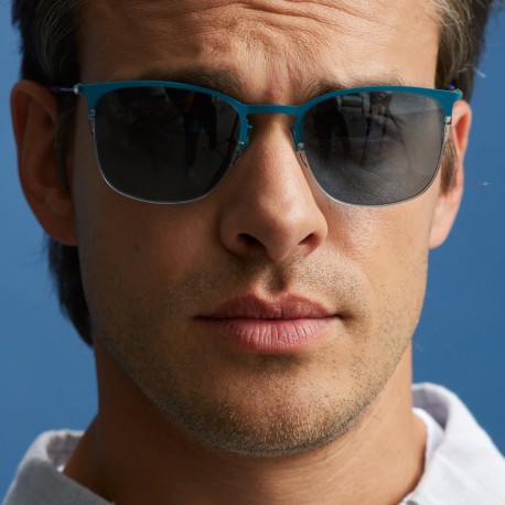 TCSDRS53010002 | Бирюзовые солнцезащитные очки из титана со светло-синими линзами. Модель 11-6