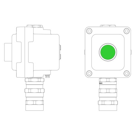 LCSD21000010 | Взрывонепроницаемый пост управления из алюминия LCSD-01-B-MC-P1G(11)x1-PCMB-KA3MHK / 1Ex d IIB T5 Gb / Ex tb IIIC T95°С Db IP66